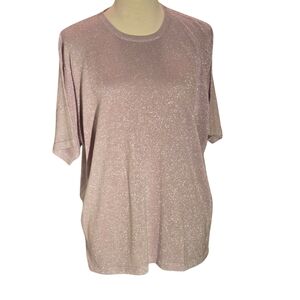 Anna Gray Silk Blend Boat Neck Pale Mauve Silver Metallic Sweater Women size 1X